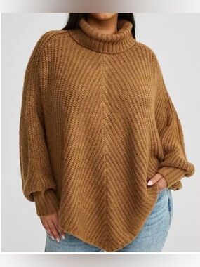 Torrid 3X/4X Chunky Ribbed Poncho Dolman Sleeve Sweater